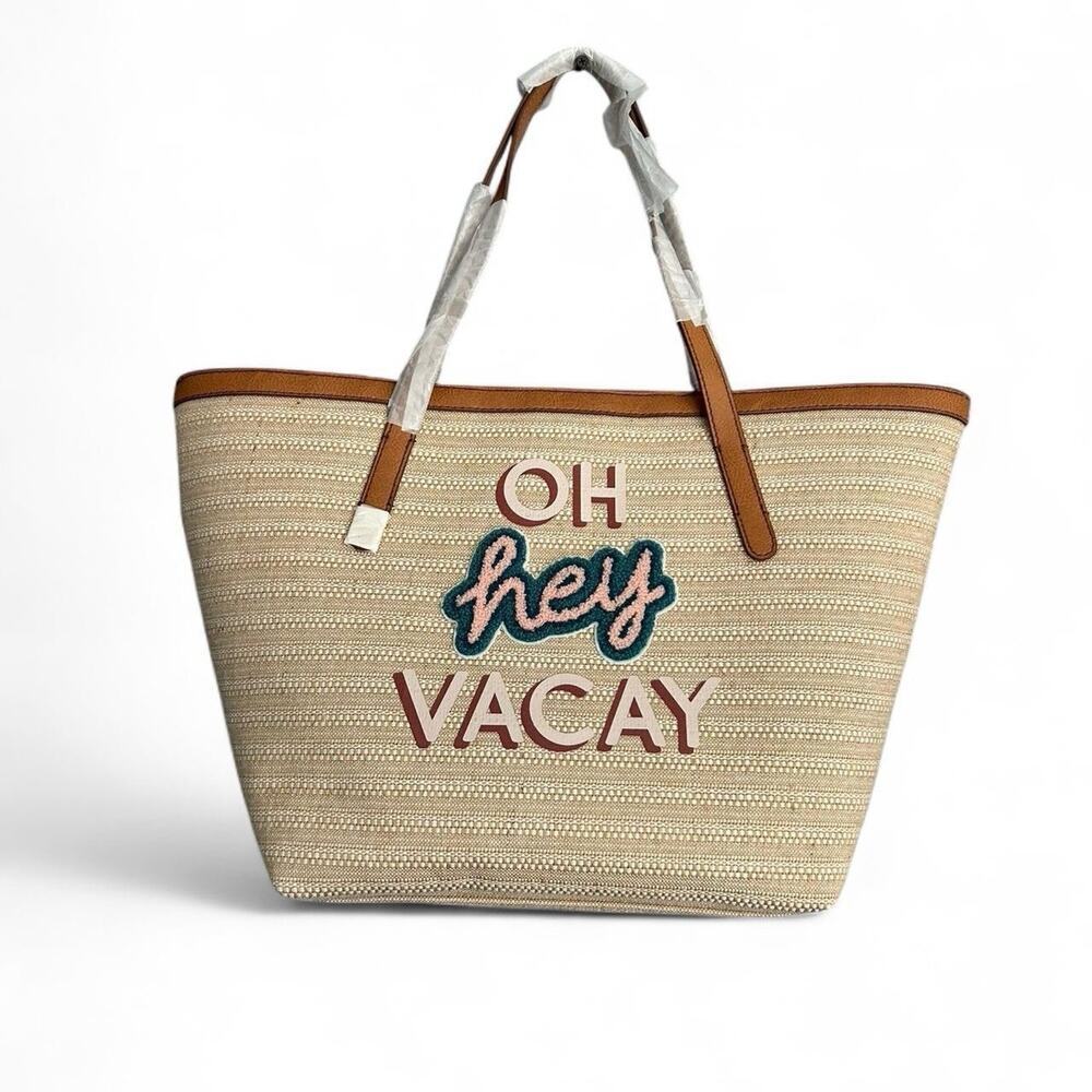 Fossil Oh Hey Vacay Tote Bag New Summer Travel Beach Canvas shoulder Bag